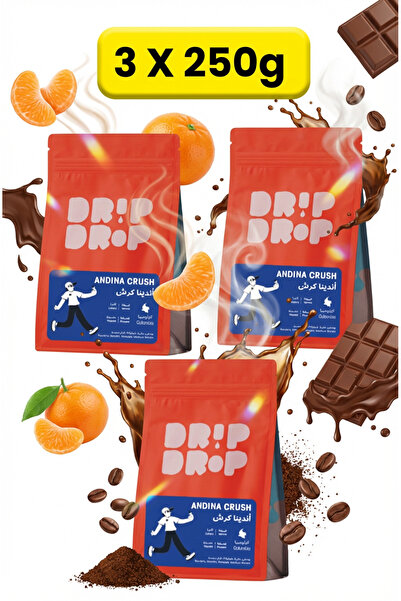 DRİPDROP Andina crush Colombia Coffee Beans for v60 and espresso (3x250g), wh...