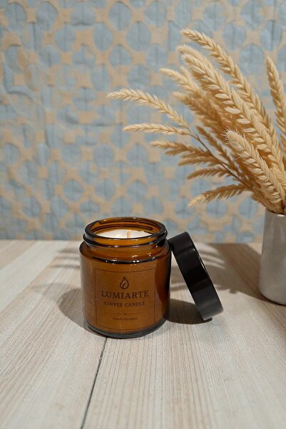 Lumiarte Kahve Aromalı Doğal Mum 100 ml – Amber Cam Kavanoz, El Yapımı