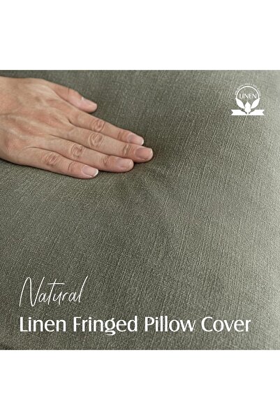 Generic Set of 2 Decorative Throw Pillow Covers Boho Farmhouse Cushion Cover with Tassels 18x18 Inch Olive G