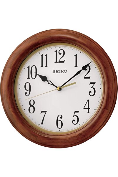 Seiko 12 Inch Round Wood Classic Wall Clock, White,Brown