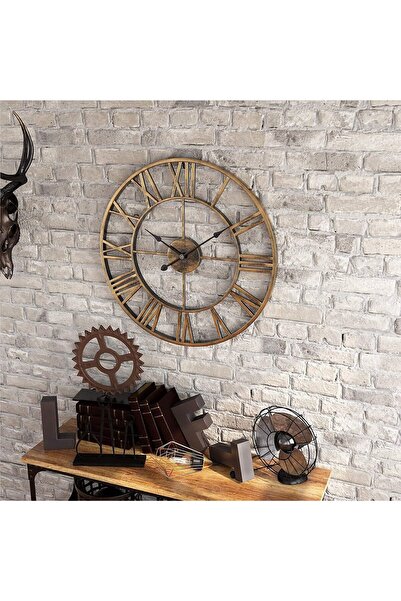 Generic Oversize Farmhouse Metal Wall Clock Rustic Round Silent Battery Operated 40/47/60CM Antique Silver
