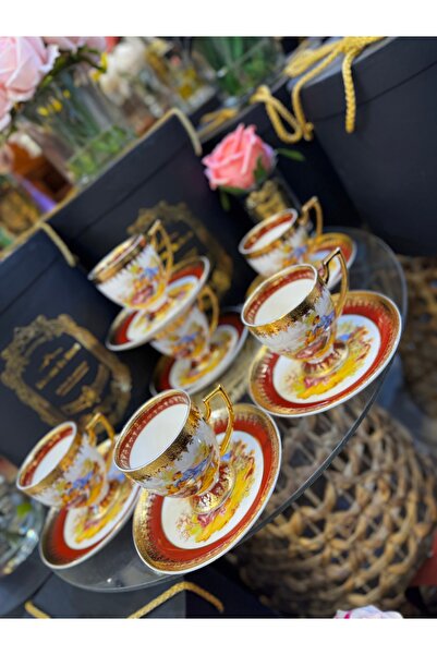 hediye Esterhomedecor 6-Person Porcelain Coffee Cup Set Fragonard Marquise Cup Set