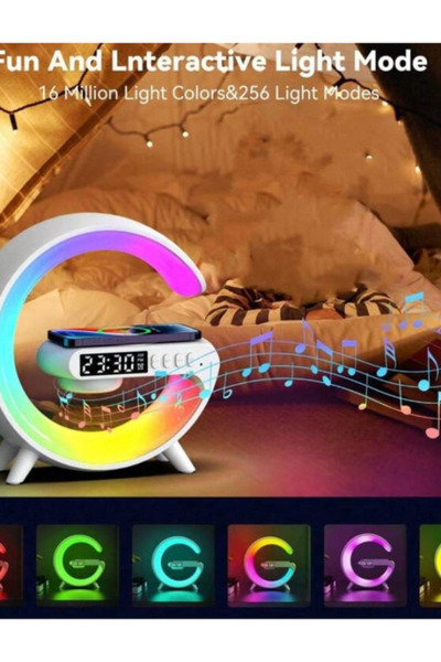 OEM RGB Wireless Charger with BT Speaker, Clock, Sunrise, 16M Colors – iPhone/Android
