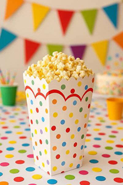 Partifabrik Cutie de porumb cu buline colorate pentru copii veseli 8 bucăți