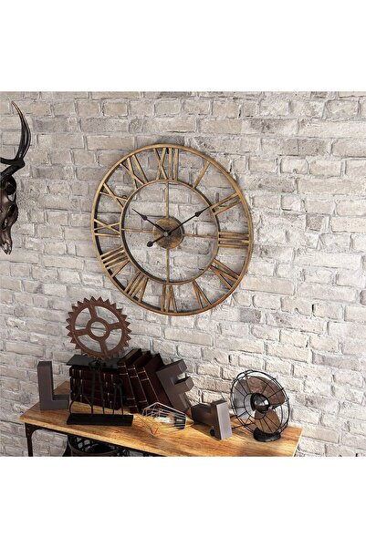Generic Oversize Farmhouse Wall Clock 47cm Antique Silver Silent Non-Ticking