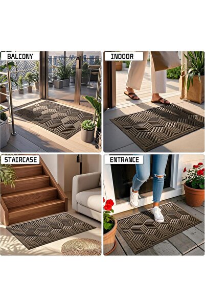 Yimobra Front Entrance Door Mat, All-Season, 29.5x17 Inch, Beige Brown