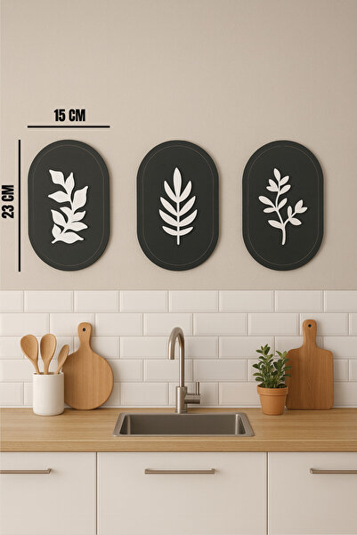 Amorf Design Modern Çerçevesiz 3lü Tablo Antrasit-Beyaz