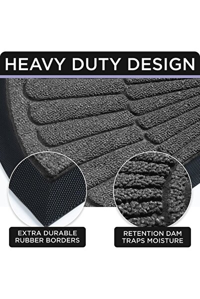 ANGJU Half Round Non-Slip Door Mat - 50 x 80 cm, Grey