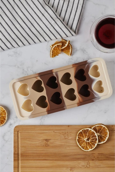 Albergio 12-Piece Heart Patterned Silicone Ice and Chocolate Mold | Flexible & Durable