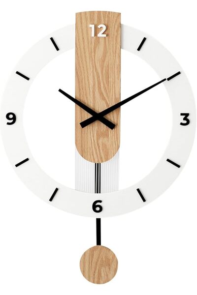 AZONEE Wooden Swing Clock - Silent Roman Numeral Wall Clock, 15x21.5 inch