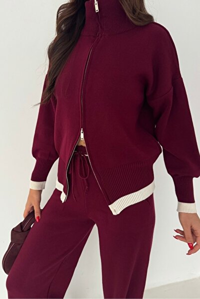 Noi Belis Zipper Detailed Oversized Knitwear Bottom-Top Set Aw25Au0049