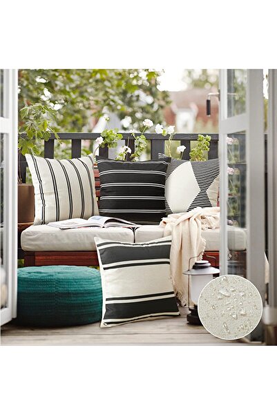 OTOSTAR Pack of 4 Outdoor Pillow Covers 18x18 Inch Waterproof Geometric (Black)