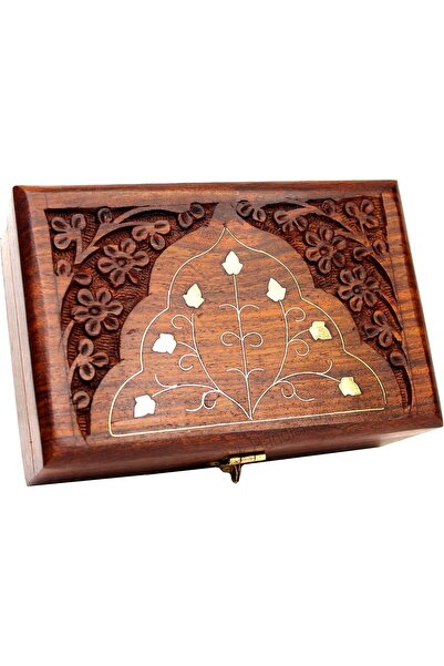 Jk Handicrafts Handmade Wooden Jewellery Box - 6 inches (Brown 02)