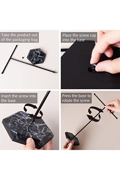 Yelajoy Jewellery Organiser Stand T-Bar Necklace Display with Marble Tray (Black)