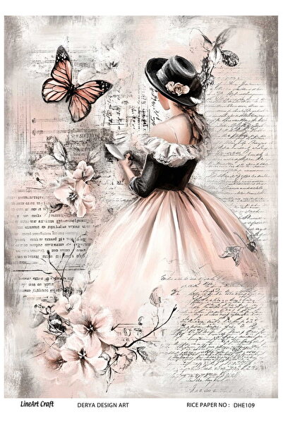 DERYA DESİNG ART Çiçekli Kareli Desen Pirinç Dekopaj Kağıdı No:DHE109- 29x42cm