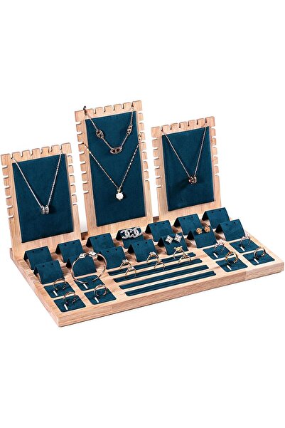 ANTOLE مجموعة عرض مجوهرات من الخيزران - حامل للقلادة والأقراط والخاتم والسوار...