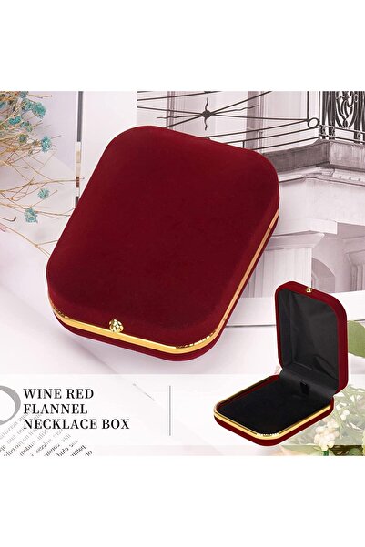 SYOSI Velvet Necklace Pendant Jewelry Gift Box (Wine Red)