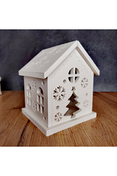 OEM Decoratiune ceramică pudră cu căsuțe de Crăciun, 7 bucăți, 11 x 14 cm