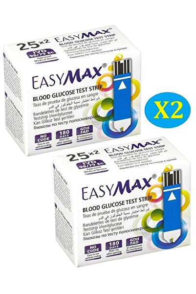 Easy Two packs of EasyMax blood glucose test strips - 50 pieces