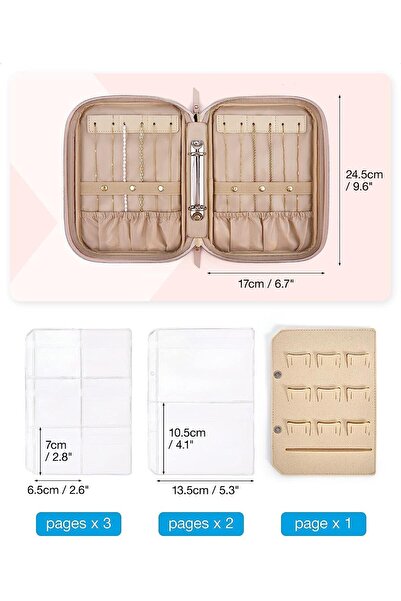 SZYYQ Jewelry Travel Organizer, Ring Binder Clear Pouch (Red)