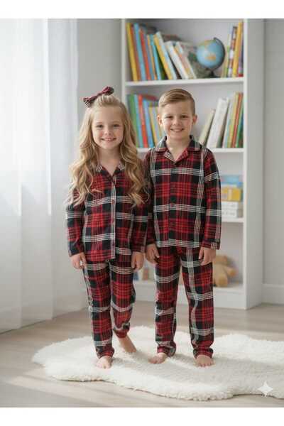 zavera for kids Children's Unisex Stripe Detailed Pajama Set - 100% Cotton