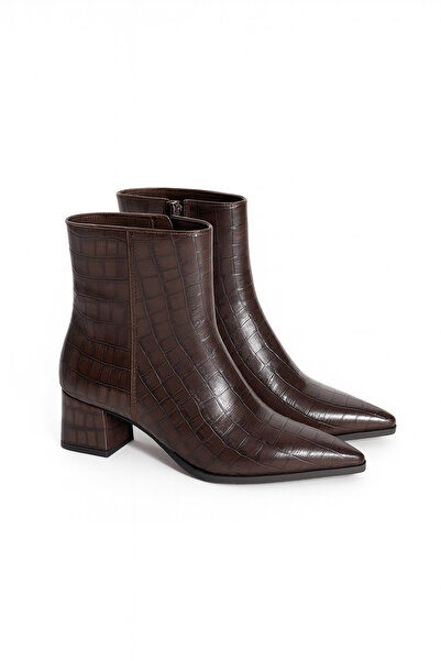 Giydim Gidiyor Crocline Kroko Topuklu Bot Kahverengi