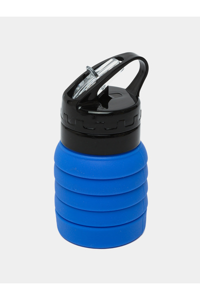 4basix Silicone Collapsible Water Bottle 530ml - Foldable, Leak-Proof, BPA-Free, with Straw, Blue