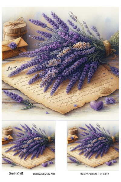 DERYA DESİNG ART Lavanta Desen Pirinç Dekopaj Kağıdı No:DHE112- 29x42cm