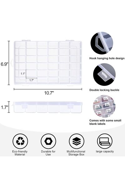 U-HOOME 36 Grids Plastic Organizer Box with Dividers (2 Pack)