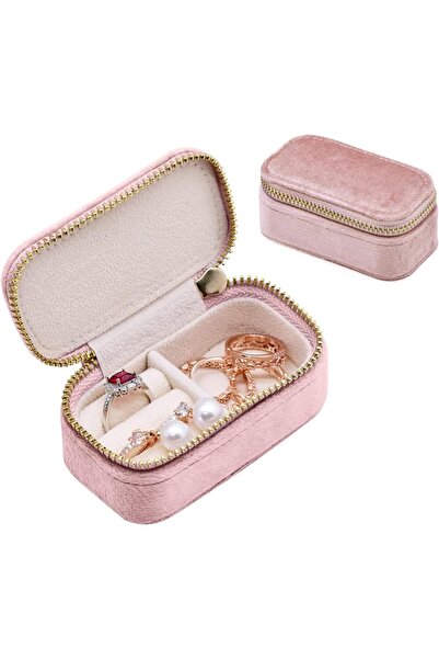 MAKINGTEC حقيبة مجوهرات صغيرة مخملية للسفر - صندوق مجوهرات محمول للسفر للخوات...