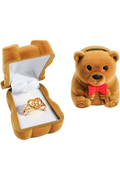 Hannea منظم مجوهرات للسفر على شكل دب بني مع علبة خاتم