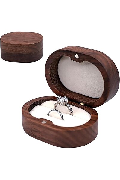 Bukela صندوق خاتم خشبي ريفي مصنوع يدويًا (فتحتان، أبيض)