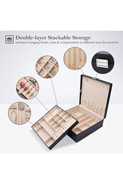 PROCASE Jewelry Box, Large PU Leather Jewelry Organizer (Black)