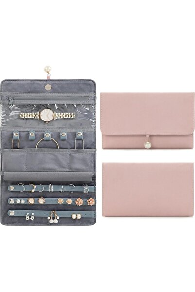 Khazna Travel Jewellery Organiser Roll - Foldable Jewelry Storage Case (White...