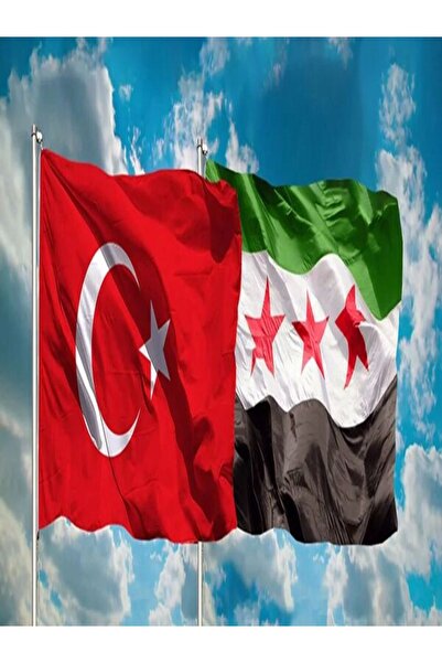 ÇELİKONLİNE TÜRK Bayrağı ve Suriye Gönder Bayrağı Raşel Kumaş (10X150Cm)