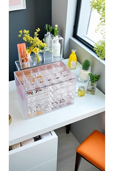 Generic Clear Acrylic Earring Storage Box with 5 Drawers, 120 Compartments (Transparent)
