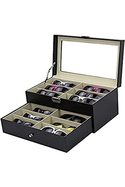 Homarket حافظة نظارات شمسية ونظارات طبية من الجلد الصناعي مزودة بـ 12 فتحة مع...