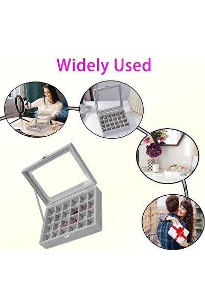 Duomama Velvet Jewelry Box Organizer with Clear Display Window