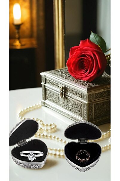 Generic Classic Vintage Antique Heart-Shaped Jewelry Box - Ring and Small Trinket Storage Organizer Chest -