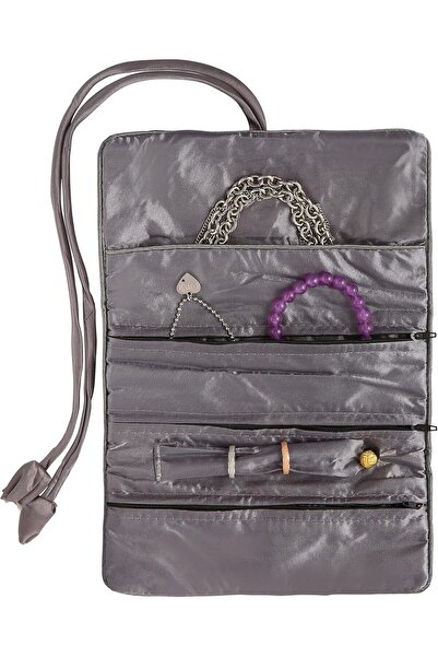 NALACAL Travel Jewelry Roll Organizer - Grey