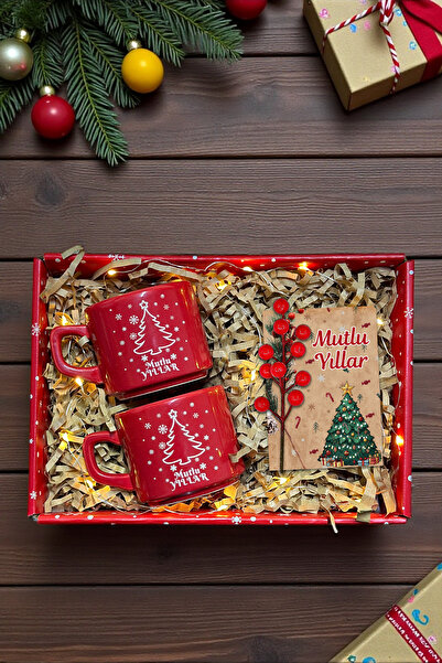 Zemtigo Mutlu Yıllar Stackable 2'li Çay Kahve Fincan Takımı Kokinalı Kart Yıl...