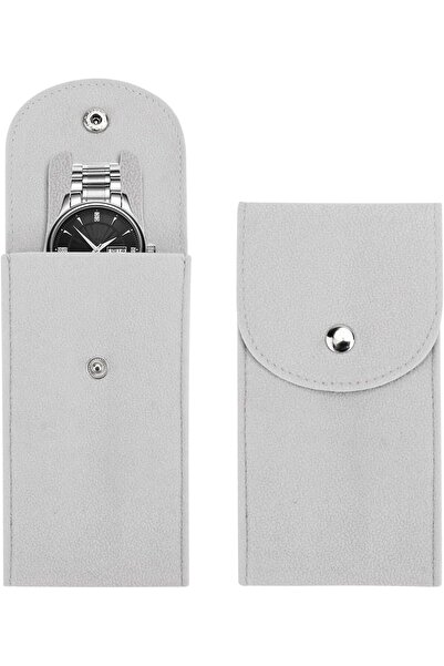 Bekecidi حقيبة سفر لتخزين الساعات من الفلانليت (قطعتان) (رمادي)