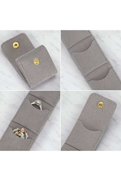 Generic Mini Travel Jewelry Bag, Buckled Foldable Travel Jewelry Storage Box (Gray)