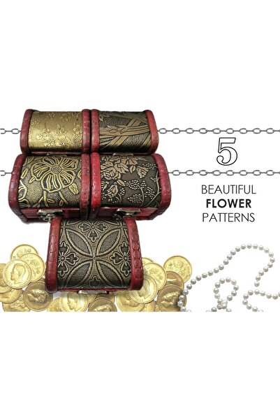 MAKINGTEC Vintage Small Jewelry Boxes, 5-Piece Wooden Treasure Chest Set