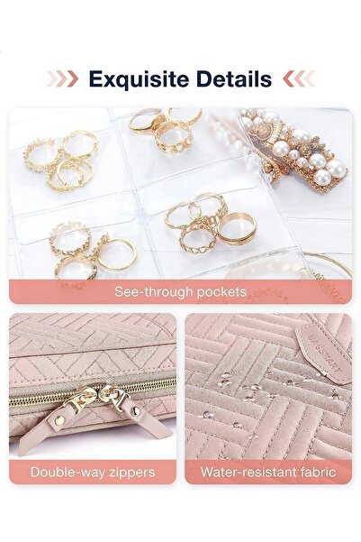 SZYYQ Jewelry Travel Organizer, Ring Binder Clear Pouch (Red)