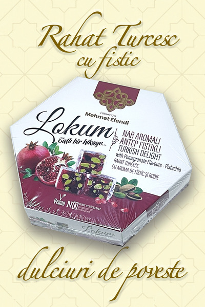 LOKUMCU MEHMET EFENDİ Tatlı bir hikaye Turkish Delight With Pomegranate and Pistachio – 250g, Traditional Taste, Delicious, Premium Gift