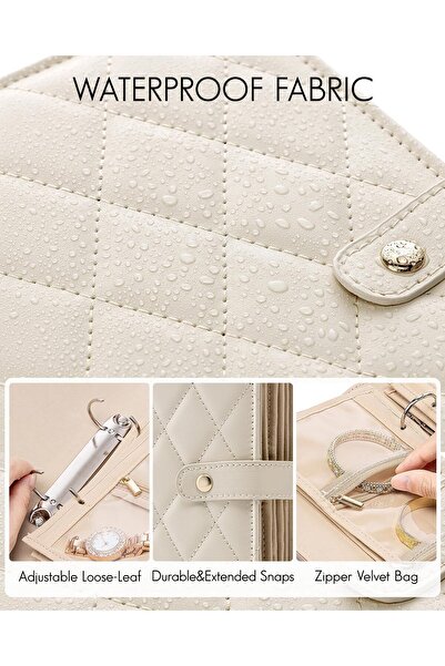 LBOYLOVE Luxury Leather Portable Jewelry Storage Book (Cream White)