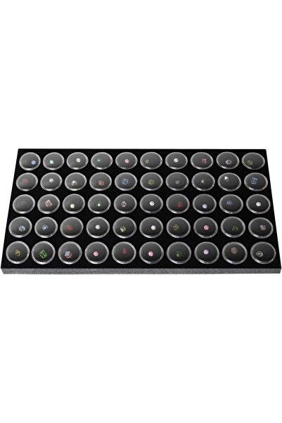 MOOCA Black Glass Top Jewelry Display Case - 50 Gem Jars Jewelry Organizer