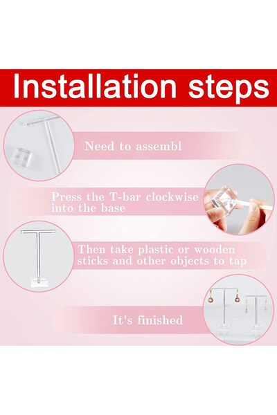 EXCEFORE Acrylic Earring Holder 2pcs T-Bar Jewelry Display Stand