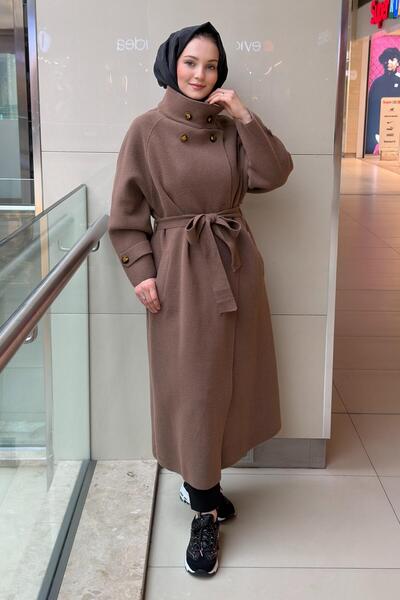 Ghisa Belted Coat with Epaulet Detail on the Sleeves